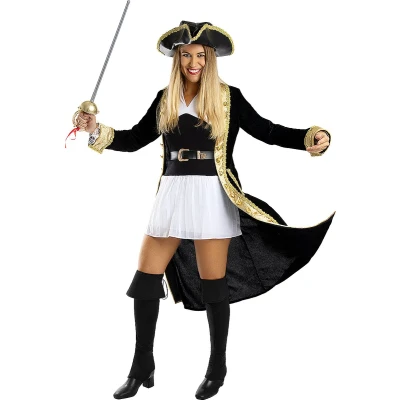 Afbeelding van Funidelia Deluxe Piraten Kostuum Koloniale Collectie voor vrouwen Zeerover, Boekanier Volwassenen Accessoire verkleedkleding en rekwisieten Halloween, carnaval &amp; feesten Maat 4XL Zwart