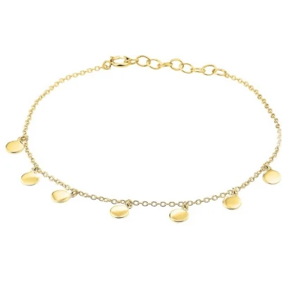 Afbeelding van YO&amp;NO Enkelbandjes Zilver verguld Anker Rondje 26cm Sieraden Vrouw 925