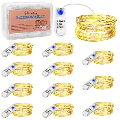 Afbeelding van Led lichtsnoer op batterijen met timer, koperen draadlichtketting 2 m, 20 leds, kerstverlichting, werkt batterijen, voor fles, vakantie, binnen, buiten, bruiloft, doe het zelf, feestdecoratie