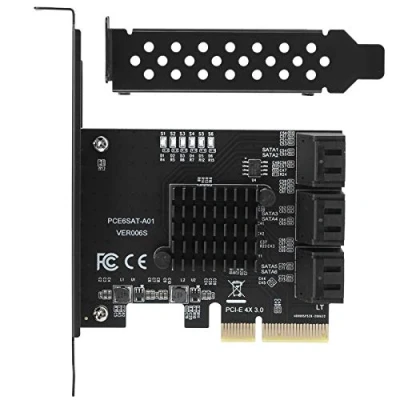 Afbeelding van Uitbreidingskaart voor ASMedia ASM1166 Master, PCIE Naar 6poorts SATA3.0 Harde Schijf 6G PCIE3.0 GEN3 4X Interface Hubadapter, Gemakkelijk Mee Te Nemen en op Bergen