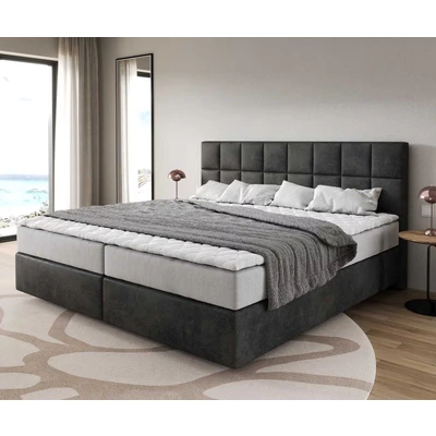 Afbeelding van Boxspring bed Dream Fine Microvezel antraciet vintage 200x200 cm met pocketveringmatras en visco topper