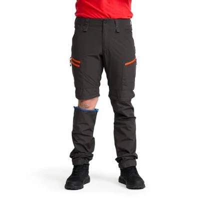 Afbeelding van RevolutionRace Heren RVRC GP Pro Zip Off Pants, duurzame, geventileerde en converteerbare broek voor alle buitenactiviteiten, Grey/Orange, XXL
