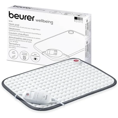 Afbeelding van Beurer Verwarmingskussen HK 41, behaaglijk warmtekussen met 3 temperatuurstanden en automatische uitschakeling, machinewasbaar, made in Europe, wit/grijs