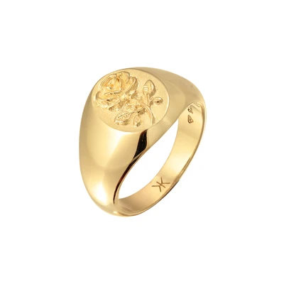 Afbeelding van KUZZOI Ring Zegelring Heren Roos 925 Sterling Zilver Chunky