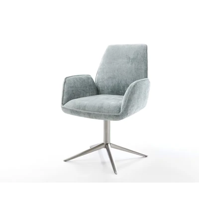Afbeelding van DELIFE Draaistoel Zoa Flex chenille pastelblauw kruispoot roestvrij staal 360 draaibaar rocker functie pocketveer kern