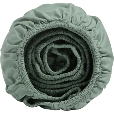Afbeelding van Hoeslaken Yumeko Jade Green (Percal) 140 x 200 cm