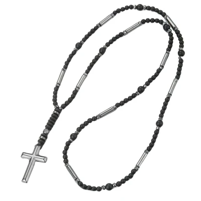 Afbeelding van Rozenkrans ketting zwart Onyx Katholiek Charme Bijoux