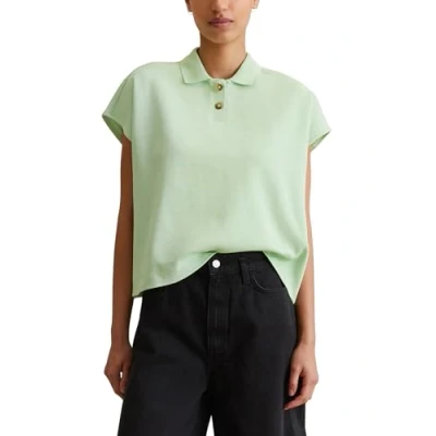 Afbeelding van Marc O&#039;Polo Denim Button Placket Poloshirt, Dames, Maat: XS, Mint mist