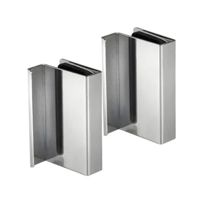 Afbeelding van Gedotec Magnetische deurvergrendeling H6058 tegenplaat glas dikte 4 6 mm 2 stuks gepolijst verchroomd staal druktegenslot om vast te klemmen magneetplaat glazen deuren vitrines