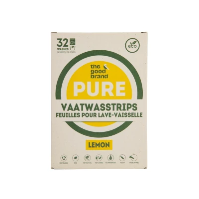 Afbeelding van The Good Brand Vaatwasstrips Lemon Multipack 32 wasbeurten Non Toxic Plastic Ecologische Vaatwastabletten