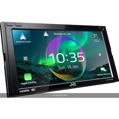 Afbeelding van JVC KW M875DBW TOPMODEL 7″ WVGA Monitor / Digital Multimedia Receiver met DAB+ tuner. Draadloze smartphone verbinding (WiFi) voor Android Auto of Apple CarPlay