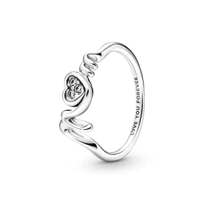 Afbeelding van Pandora 191149C01 Ring Mom Pav&eacute; Heart zilver zirconia wit