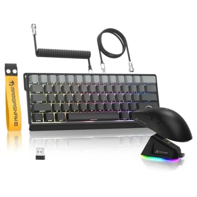 Afbeelding van MAMBASNAKE x Attack Shark X60HE Rapid Trigger Draadloos Toetsenbord en X11 Gamingmuis met 8K Spiraalkabel, 0,01mm RT Magnetic Switch RGB QWERTY Toetsenbord, 22K DPI PixArt PAW3311 Sensormuizen Grijs