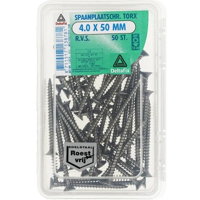 Afbeelding van Deltafix spaanplaatschroef platkop / torx r.v.s. a2 4.0 x 50 mm st.