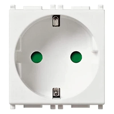 Afbeelding van Vimar Platte serie Sicury stopcontact 2 polig + aarde 16A automatische klemmen, wit