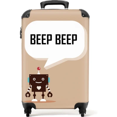 Afbeelding van NoBoringSuitcases.com® Beige handbagage koffer 55x35x25