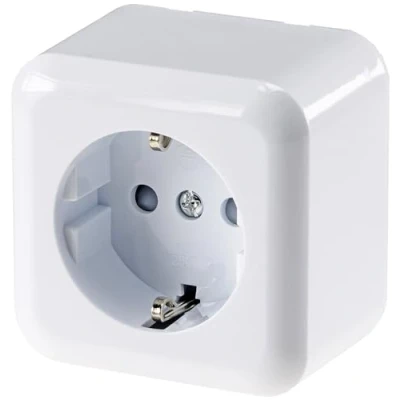 Afbeelding van Opbouwstopcontact 1 voudig enkel stopcontact Fasko serie wit