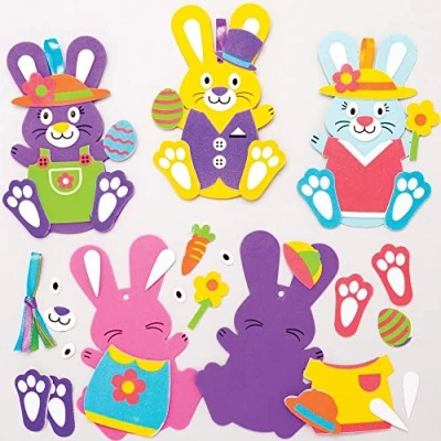 Afbeelding van Baker Ross AT399 Paashaas Mix &amp; Match decoratie hanger knutselset voor kinderen (8 stuks) creatieve sets om te knutselen en decoreren in de lente,gesorteerd