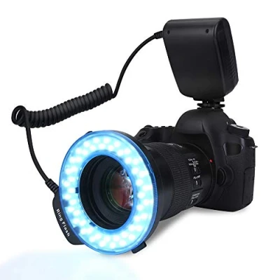 Afbeelding van Lcd ring DSLR licht, draagbare led ringflitser met 7 helderheidsmodi, flitslichtfilters adapter fotografie voor fotoliefhebbers