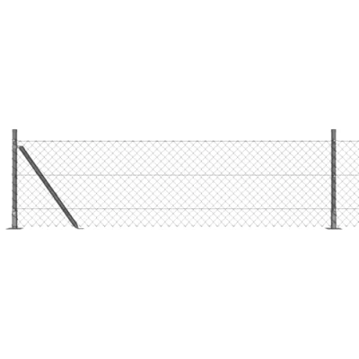 Afbeelding van vidaXL Kettinglinkhek met 7 flenspalen 0,6x10 m gegalvaniseerd staal