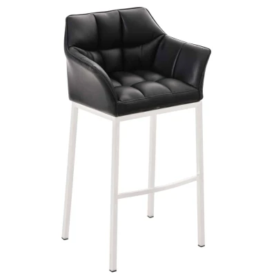 Afbeelding van Barkruk Sarpsborg Kunstleer met 4 poots Frame Wit Zwart