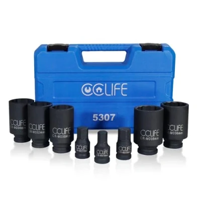 Afbeelding van CCLIFE 8pcs Multi Tooth Nut Drive Shaft Tool Power Socket SW 30 32 34 35 36 mm 12 Kant 12,5 (1/2&#039;)