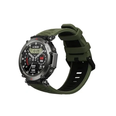 Afbeelding van kwmobile horlogebandje geschikt voor Amazfit T Rex 3 polsband Smartwatch bandje van TPU Activity tracker horloge band in donkergroen / zwart
