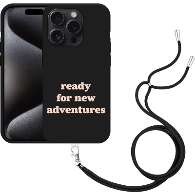 Afbeelding van Cazy Hoesje met koord Zwart geschikt voor iPhone 15 Pro New Adventures