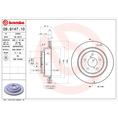 Afbeelding van Brembo Remschijf 09.9147.10