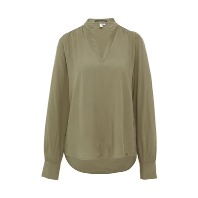 Afbeelding van QS AVEC DÉTAIL SMOCKÉ À L’ÉPAULE Blouse, Dames, Maat: 32, Tannengrün