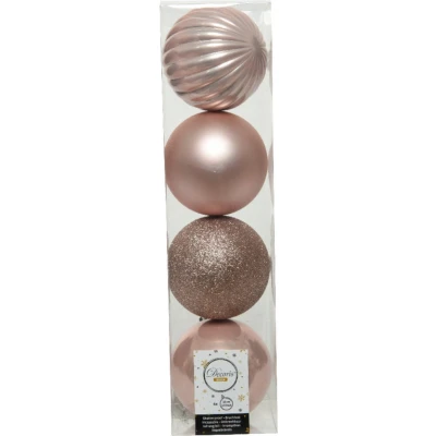Afbeelding van Decoris Kerstballen 4 stuks lichtroze kunststof 10 cm
