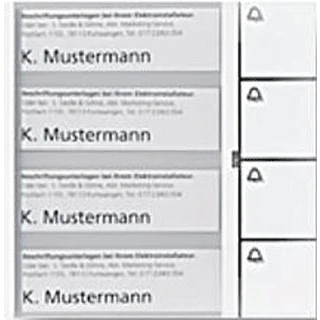 Afbeelding van Siedle toetsenmodule met naambordjestoets 4 naambordjes en gescheiden oproeptoets belsymbool kleur zilver metallic 200035743 00