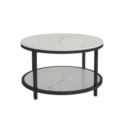 Afbeelding van Vicco Salontafel &quot;Ontario&quot;, Wit marmer, 80 x 46 cm Rond