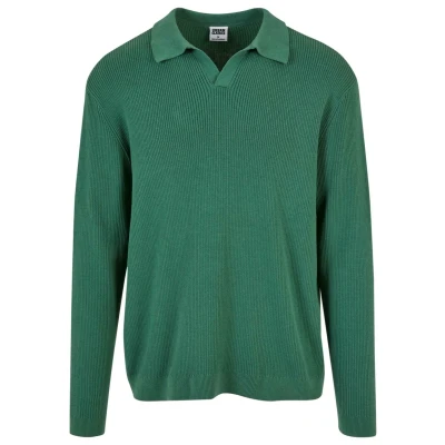 Afbeelding van Urban Classics Longsleeve Poloshirt, Heren, Maat: Large, Leaf
