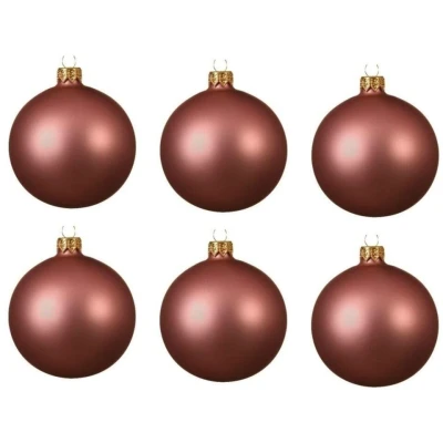 Afbeelding van Decoris Kerstballen 6 stuks oudroze glas mat 8 cm