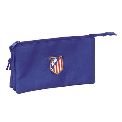 Afbeelding van Pennenetui met 3 vakken Atlético Madrid Donkerblauw 22 x 12 cm