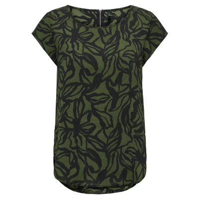 Afbeelding van Only Onlvic Ss Aop Top Noos Wvn 15161116 Donker Groen Dames The Stone