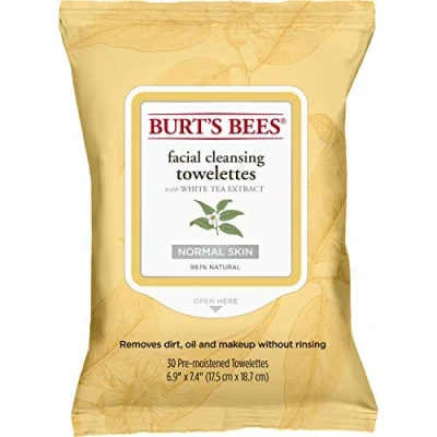 Afbeelding van Burt&#039;s Bees Natuurlijke vochtige doekjes voor gezichtsreiniging de normale huid met witte thee extract, 1 verpakking x 30 stuks