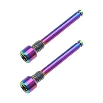 Afbeelding van 2 STKS M4 Titanium Bouten Voor Fiets Schijfrem Pad Schroefdraad Pin Inserts Schroef As Hydraulische Schijf Remklauw Dazzle Kleur