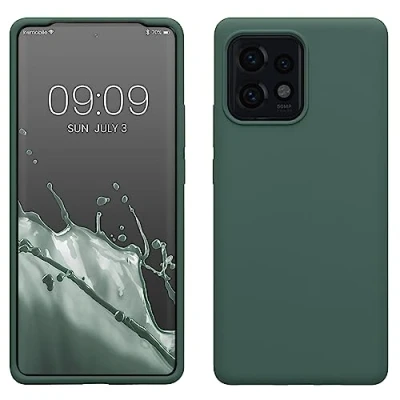 Afbeelding van kwmobile telefoonhoesje geschikt voor Motorola Edge 40 Pro / Edge+ (2023) Hoesje met siliconen coating Smartphone case in dennengroen