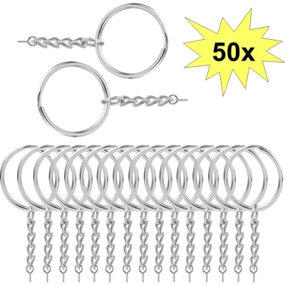 Afbeelding van Fako Bijoux® Sleutelringen Met Schroefje Sleutelhanger Ringen Splitringen Ketting 25 mm 50 Stuks