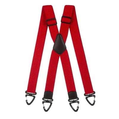 Afbeelding van Olata Stevige X vormige Bretels met Kunststof Karabijnhaken 4 cm Breed, Verstelbaar en Uniseks. Rood