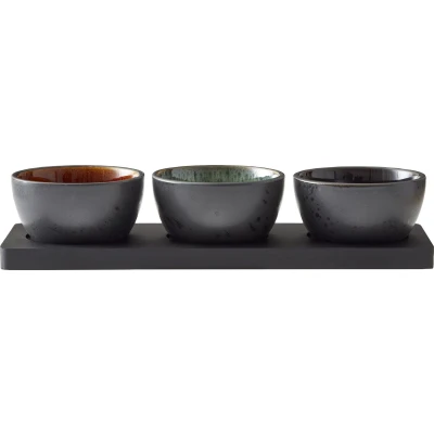 Afbeelding van Bitz Dipschaaltjes Set Gastro Zwart/multi Donker 32 x 11 cm 3 Delig