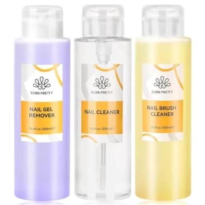 Afbeelding van Born Pretty Gellakremover Nagelreiniger Penselenreiniger 3 x 500 ml Gellakverwijderaar Nailcleaner Brushcleaner Nagellak remover Nailcleanser Gellak verwijderen Nagels reinigen Penselen