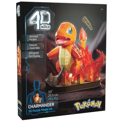 Afbeelding van 4D Build, Pokémon Charmander 3D modelkit, Collectibles, Kanto Starter Collection, Desk Décor, Puzzel voor volwassenen, bouwspeelgoed, puzzels volwassenen en tieners, 241 stuks, 12