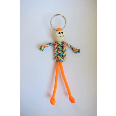 Afbeelding van Gelukspoppetje Regenboog Licht Neon Oranje Sleutelhanger