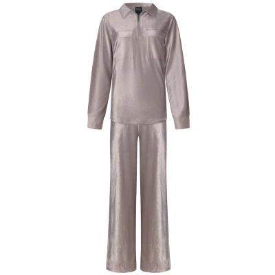 Afbeelding van Taupe velours huispak rits Maat 36