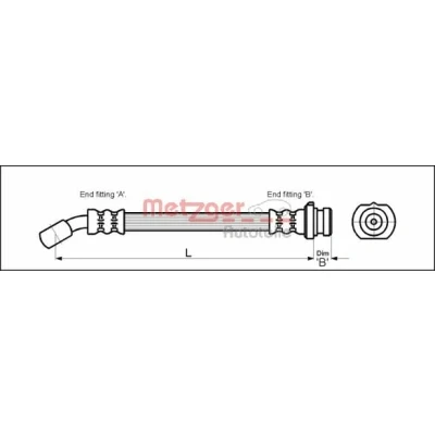 Afbeelding van METZGER 4111971 Remslang 212mm NISSAN: Micra II Hatchback (K11) 1.0 i 16V, 1.3 16V 1992 2000