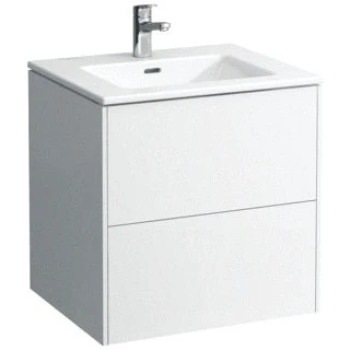 Afbeelding van Laufen pro s base wastafelonderbouwkast met 2 laden incl wastafel 60x61x50cm kraangat overloop glanswit h8649602611041