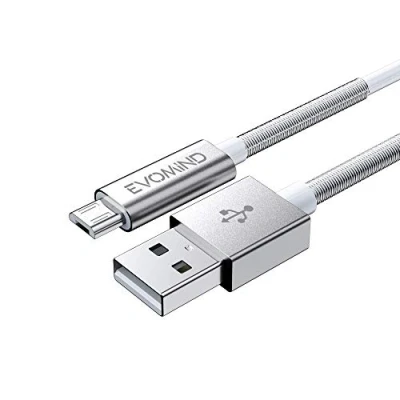 Afbeelding van EVOMIND Micro USB kabel 1M Snelladen en Gegevenssync voor Sam Sung Galaxy S7/ S6/ J3/ J5/ J7/ A10/01/11/31, Huawei P10 Lite/ P9 Lite Andere microUSB apparaten Wit